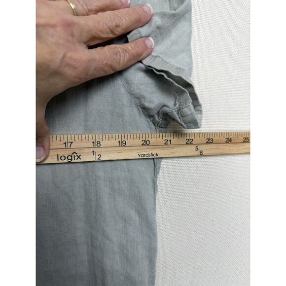 C & C California Women's 100% Linen Top Sz M Grayish Green Short Sleeve - Picture 10 of 11